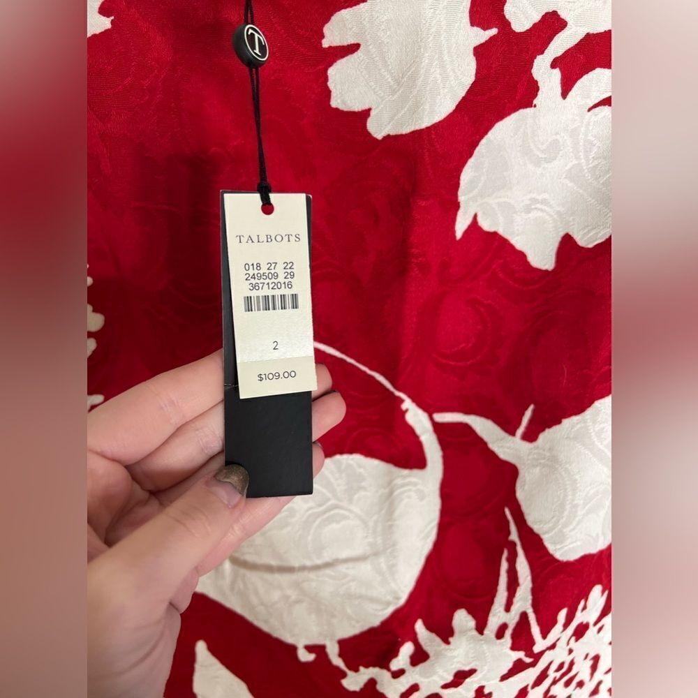 NWT Talbots Red and Off-White Patterned Skirt - Picture 3 of 5